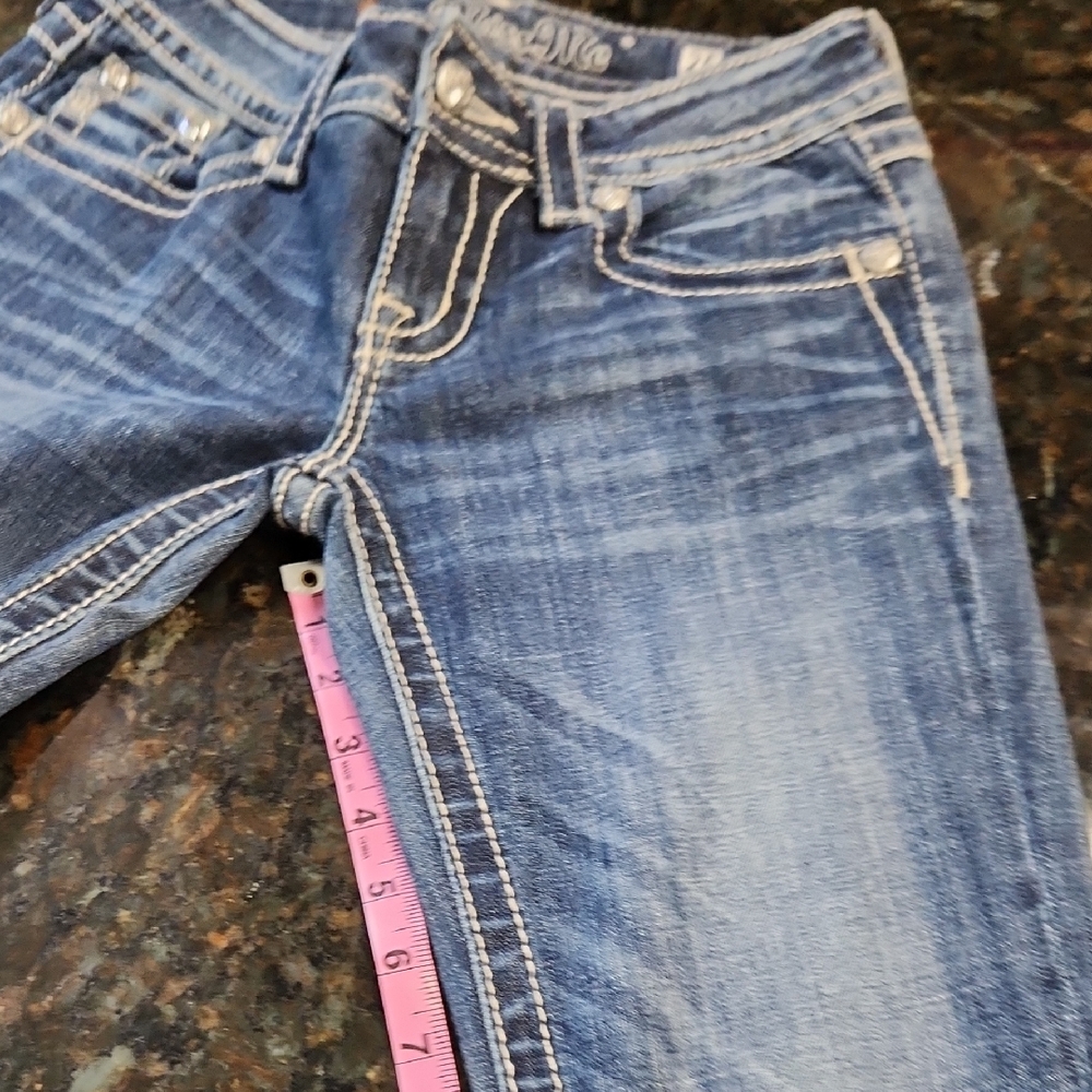 Miss Me Blue Skinny Jeans with Distressed Vintage Look - Picture 6 of 6